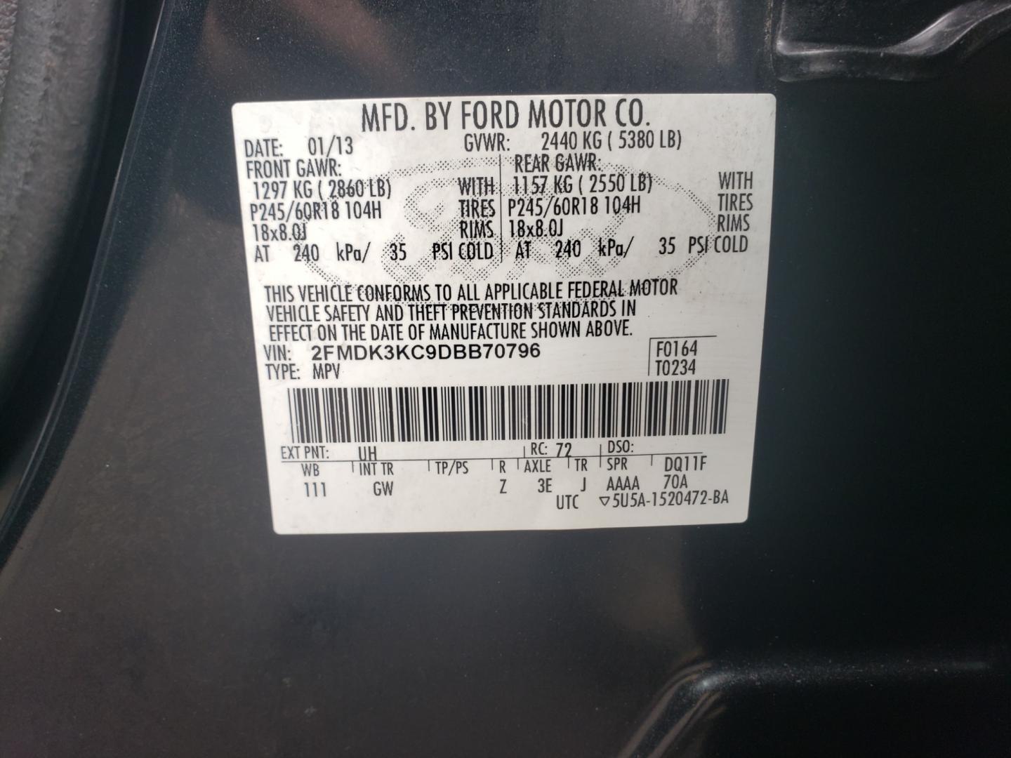 2013 /gray and black Ford Edge Limited FWD (2FMDK3KC9DB) with an 3.5L V6 DOHC 24V engine, 6-Speed Automatic transmission, located at 323 E Dunlap Ave., Phoenix, AZ, 85020, (602) 331-9000, 33.567677, -112.069000 - Photo#19